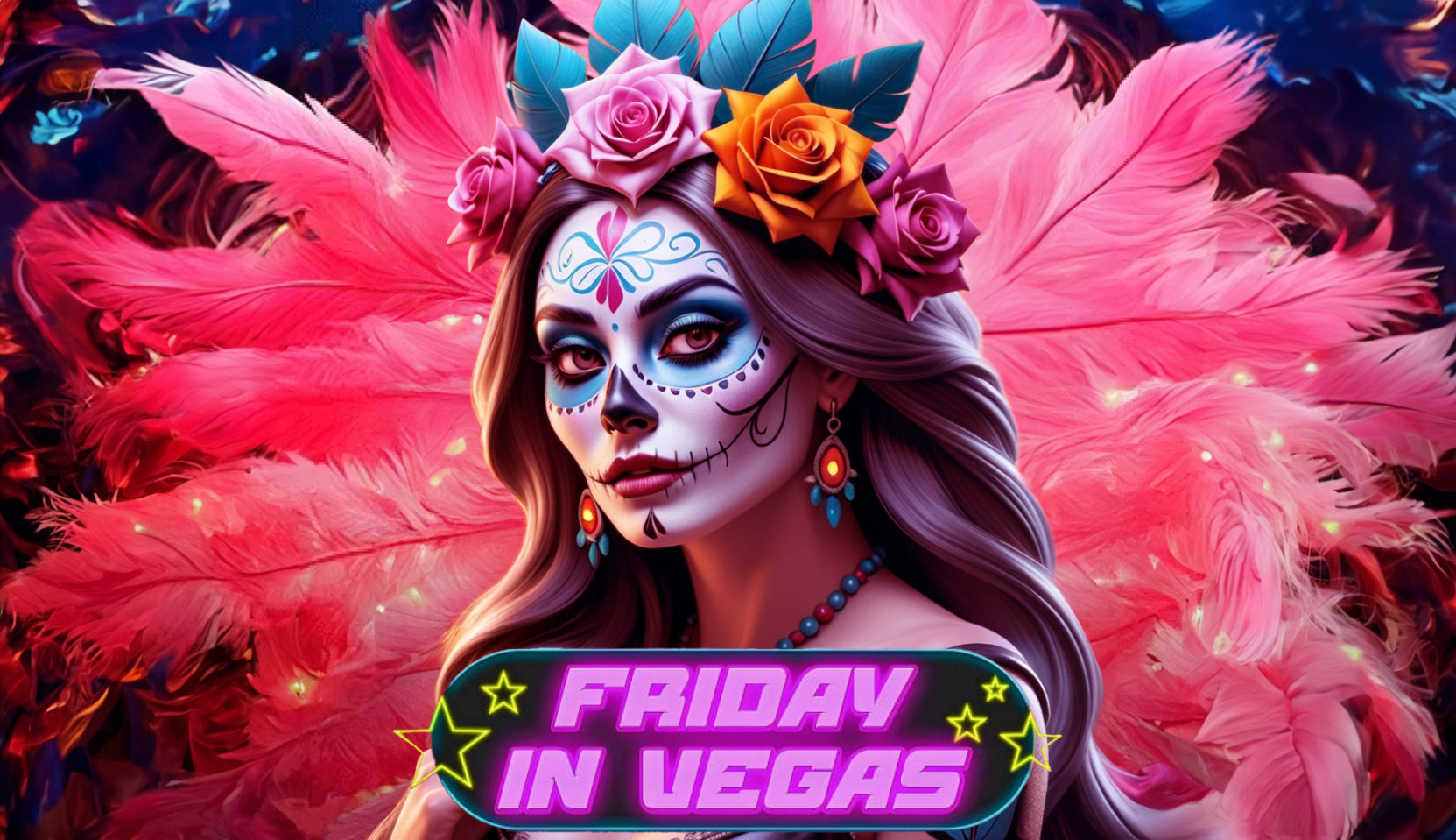 Illustration of showgirl muertos-style from Friday in Vegas slot game by Only Play
