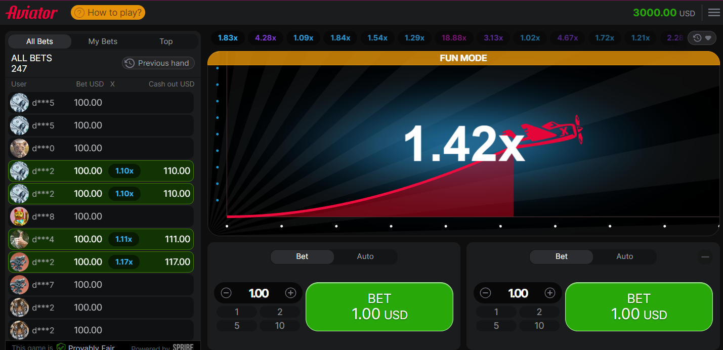 Aviator game grid showing multiplayer crypto crash game with plane flying displaying increasing multiplier.